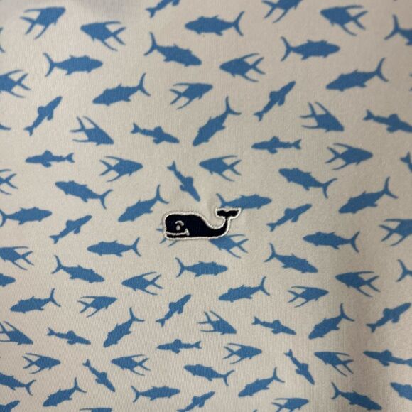 Vineyard Vines Men's Fish Print Polo Shirt White Size S Casual Summer - Picture 4 of 7
